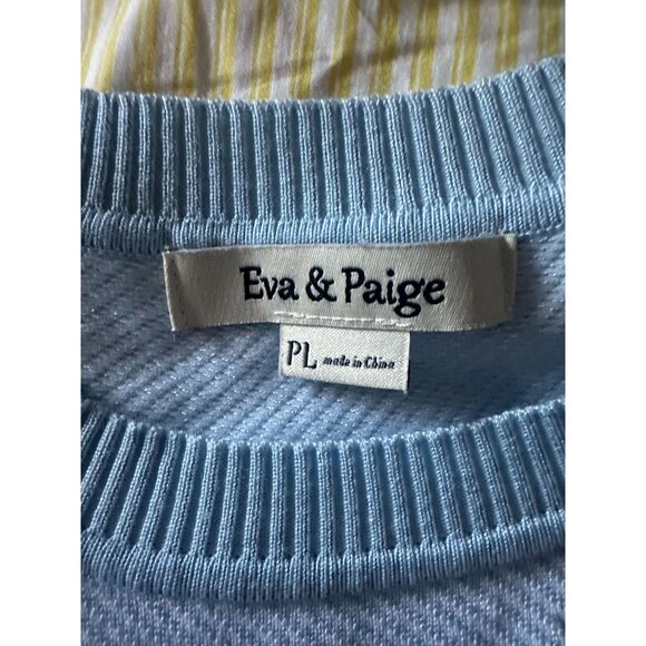 Eva & Paige blue and white knit sweater top PL - Picture 2 of 4